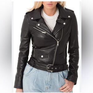 Rebecca Minkoff Black Vegan Leather Moto Jacket Large